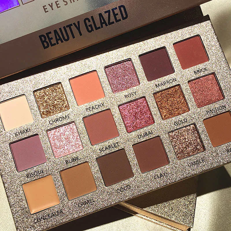 18 Color Nude Shining Eyeshadow Palette Makeup Glitter Pigment Smoky Eye Shadow