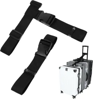 2 PCS Black Nylon Luggage Straps, TSA Approved Heavy Duty Suitcase Belts, Travel Accessories for Connecting Your Luggage Together