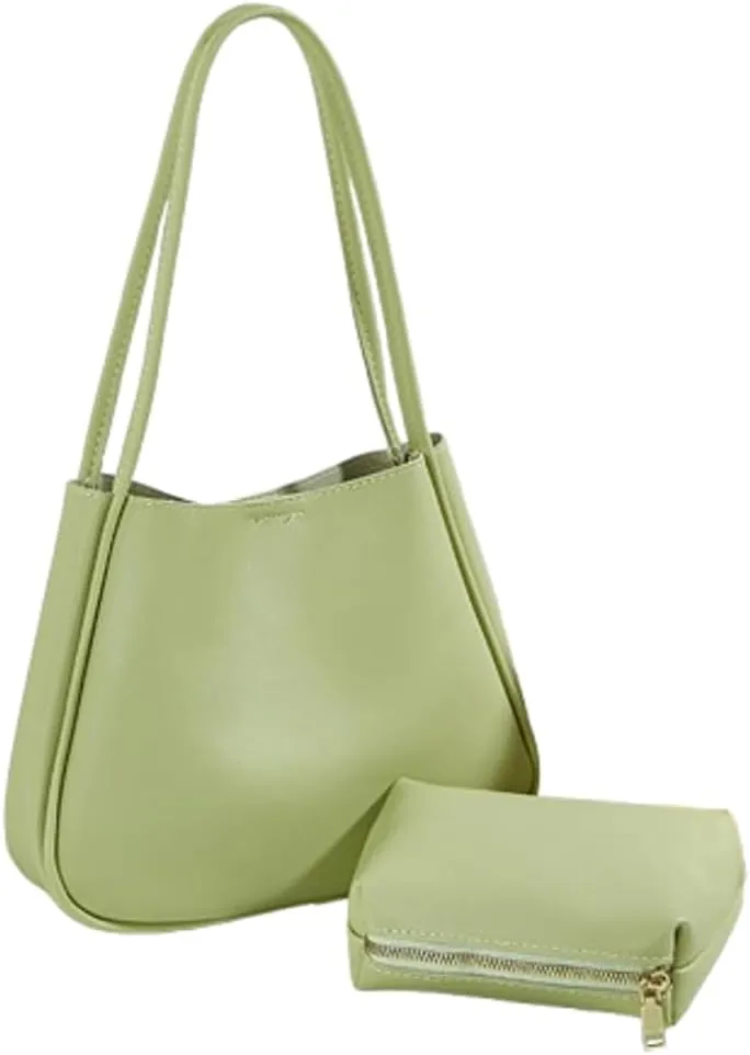 2 Pcs Slouchy PU Leather Crescent Hobo Bags Women Trendy Crossbody Purse Top-handle Satchels Shoulder Bag Tote Handbag