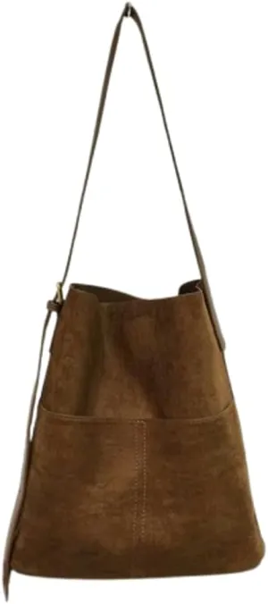 2 Pcs Slouchy Suede Bucket Bag Women Crescent Satchels Shoulder Bag Crossbody Purse Hobo Bags Top-handle Tote Handbag