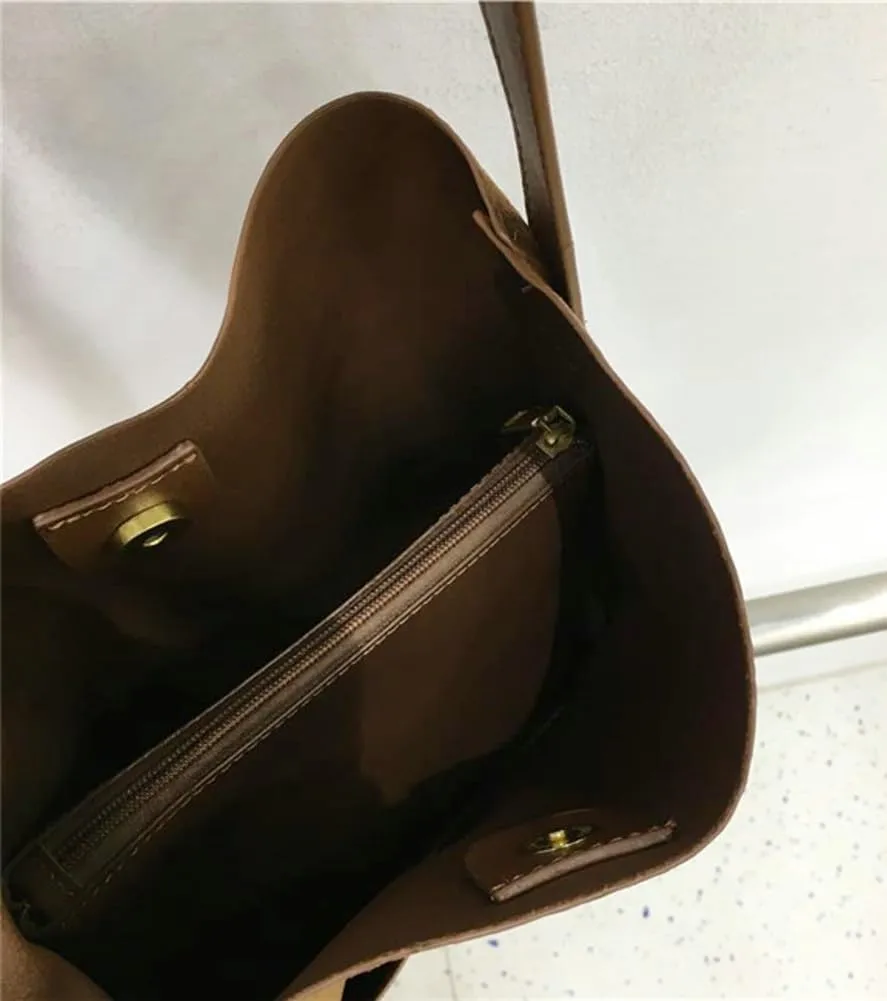 2 Pcs Slouchy Suede Bucket Bag Women Crescent Satchels Shoulder Bag Crossbody Purse Hobo Bags Top-handle Tote Handbag