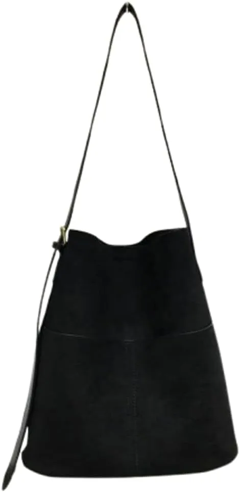2 Pcs Slouchy Suede Bucket Bag Women Crescent Satchels Shoulder Bag Crossbody Purse Hobo Bags Top-handle Tote Handbag