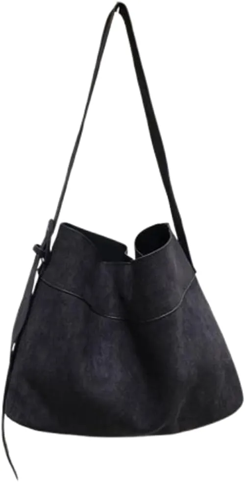 2 Pcs Slouchy Suede Bucket Bag Women Crescent Shoulder Bag Satchels Crossbody Purse Hobo Bags Top-handle Tote Handbag