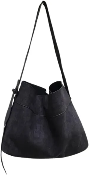 2 Pcs Slouchy Suede Bucket Bag Women Crescent Shoulder Bag Satchels Crossbody Purse Hobo Bags Top-handle Tote Handbag