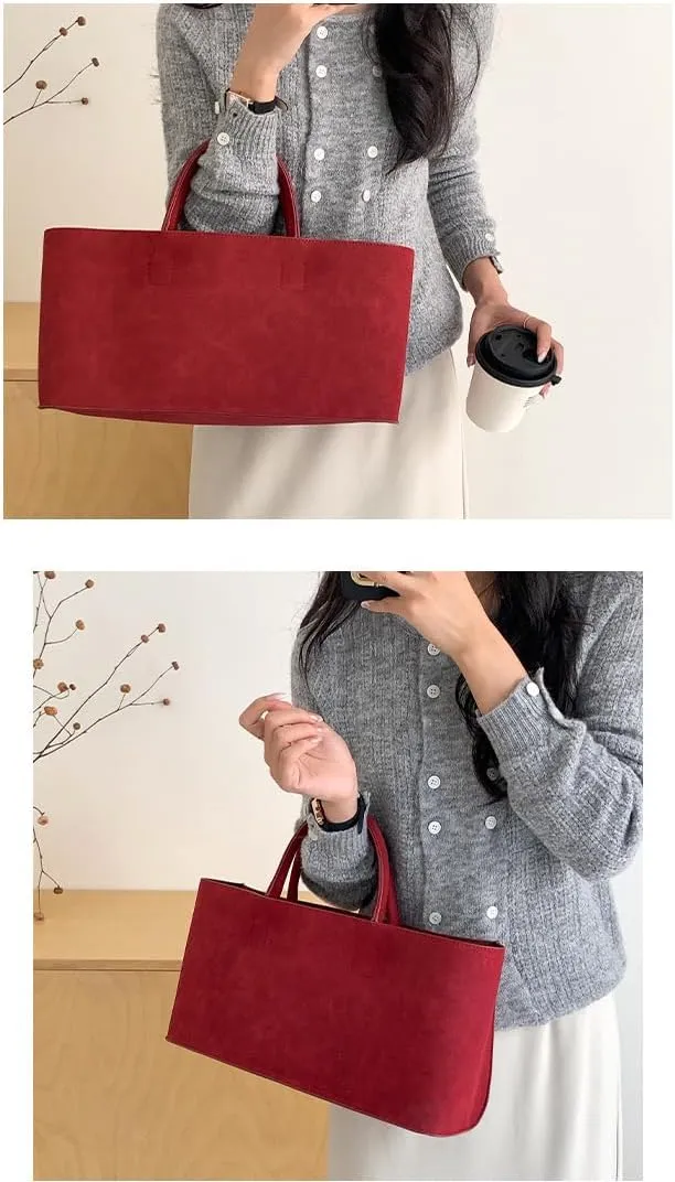 2 Pcs Trendy Suede Crescent Underarm Shoulder Bag Women Slouchy Satchels Crossbody Purse Top-handle Travel Tote Handbag