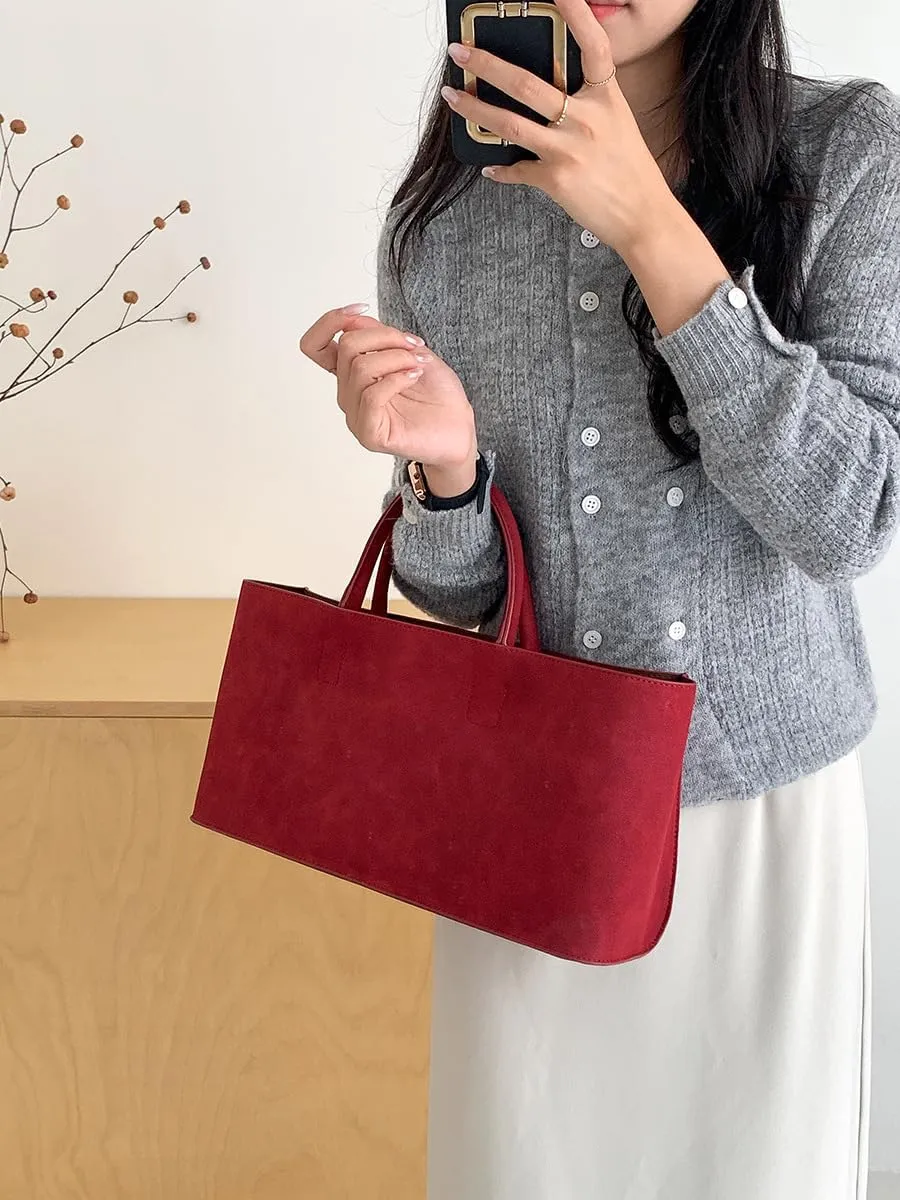 2 Pcs Trendy Suede Crescent Underarm Shoulder Bag Women Slouchy Satchels Crossbody Purse Top-handle Travel Tote Handbag