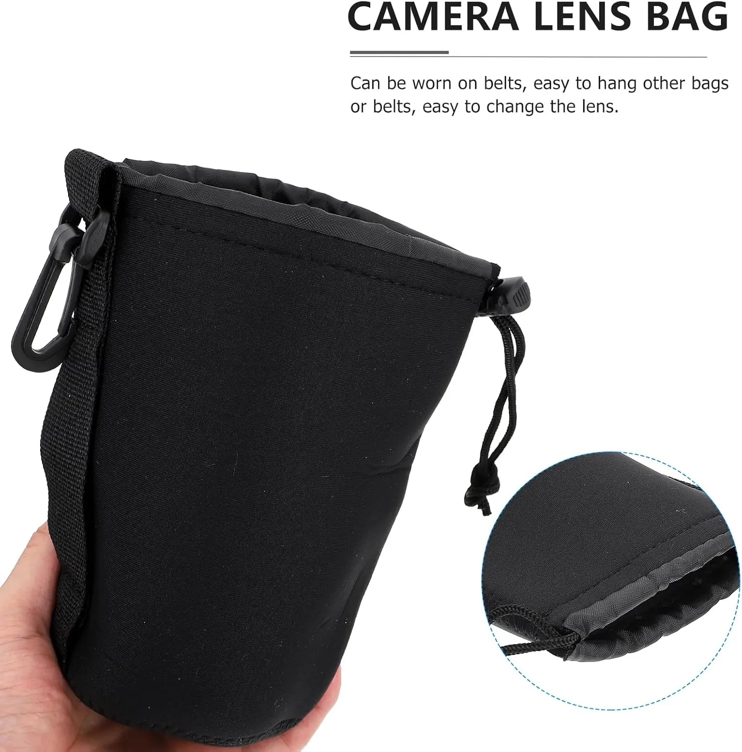 2pcs Camera Lens Case - Drawstring Lens Pouch Bag - Shockproof Neoprene Case for DSLR Camera Lenses