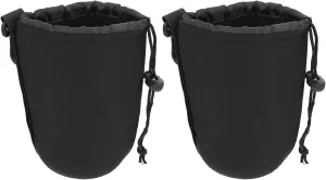 2pcs Camera Lens Case - Drawstring Lens Pouch Bag - Shockproof Neoprene Case for DSLR Camera Lenses