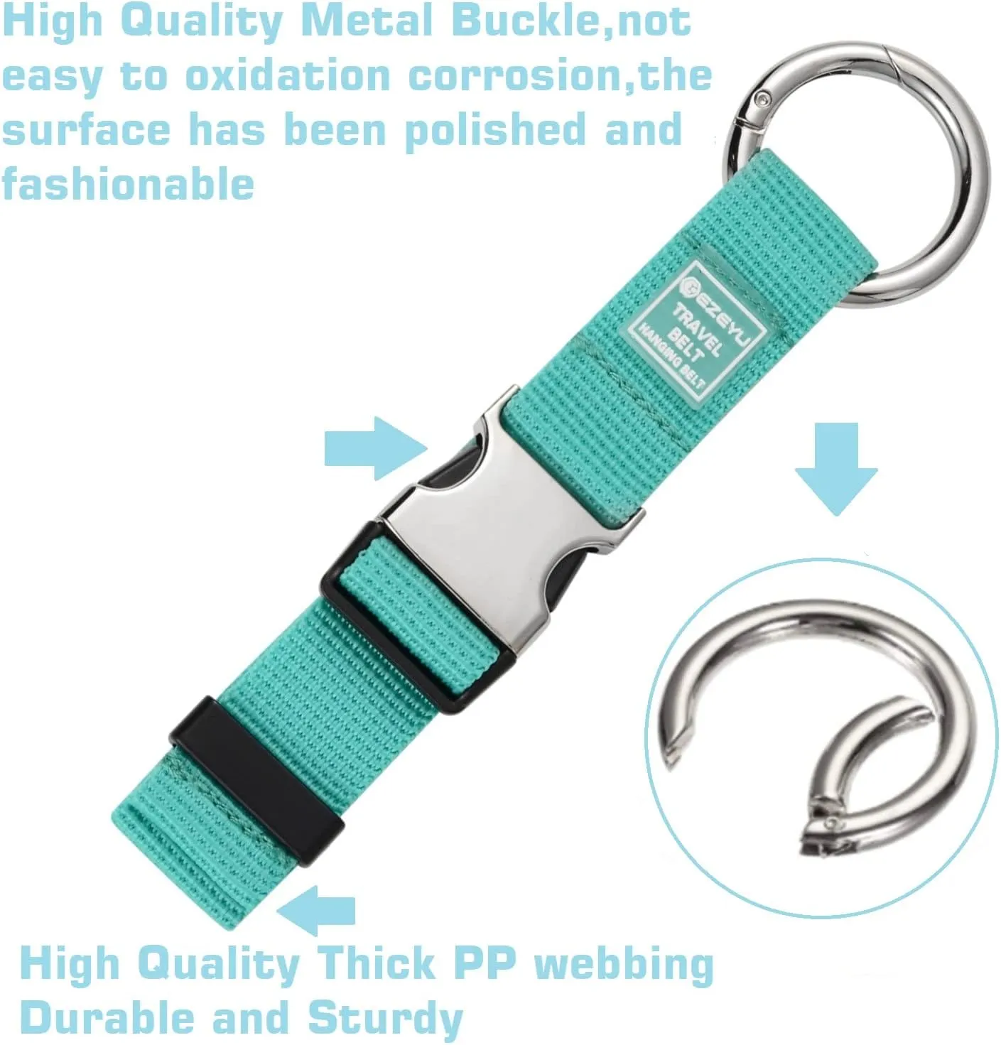 2PCS Heavy Duty Add a Bag Luggage Strap Jacket Gripper,Carry-on Baggage Suitcase Straps Belts Travel Accessories-Cyan