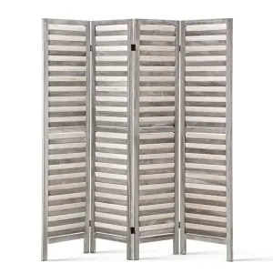 4 Panel Room Divider Screen | 163x170cm | Louver Grey