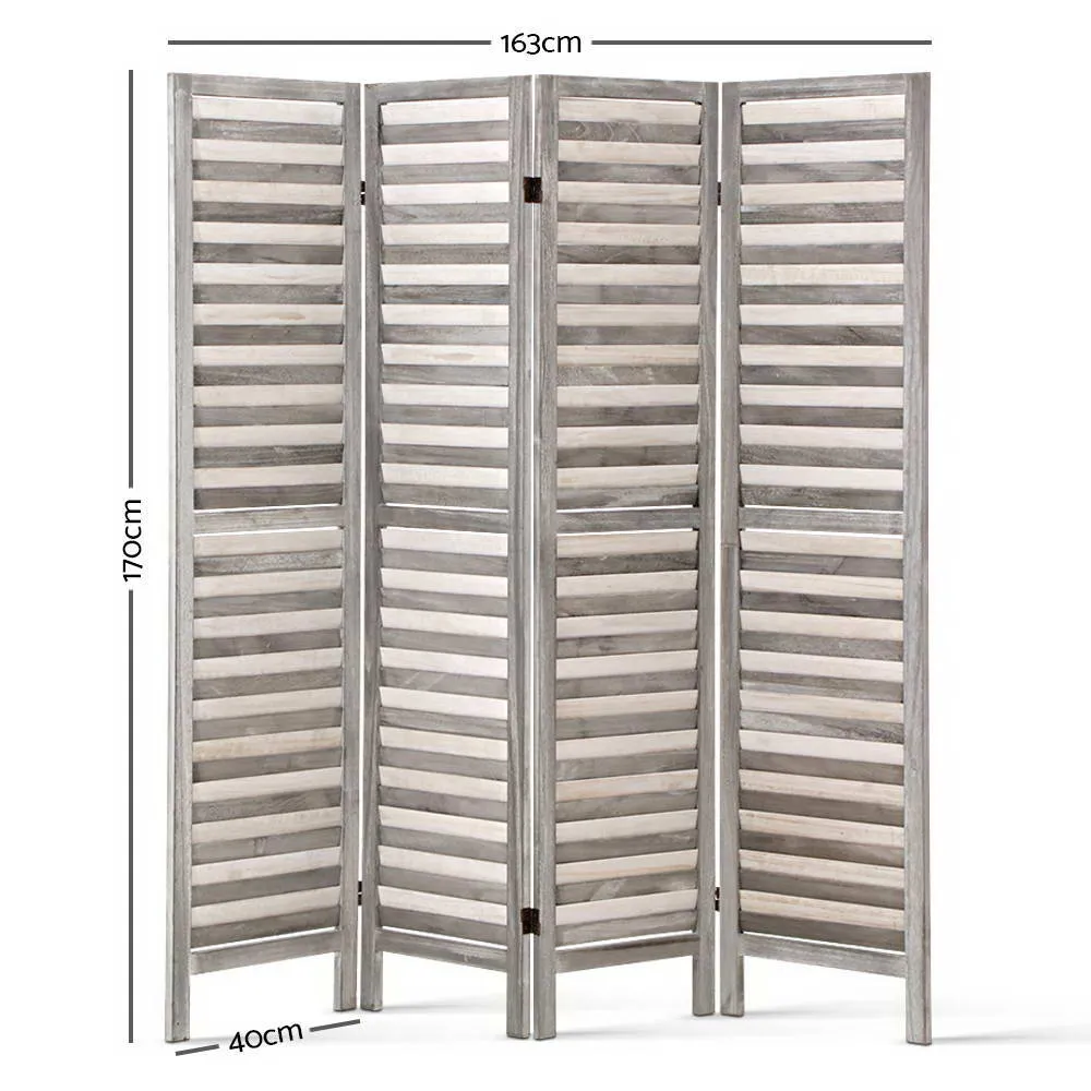 4 Panel Room Divider Screen | 163x170cm | Louver Grey