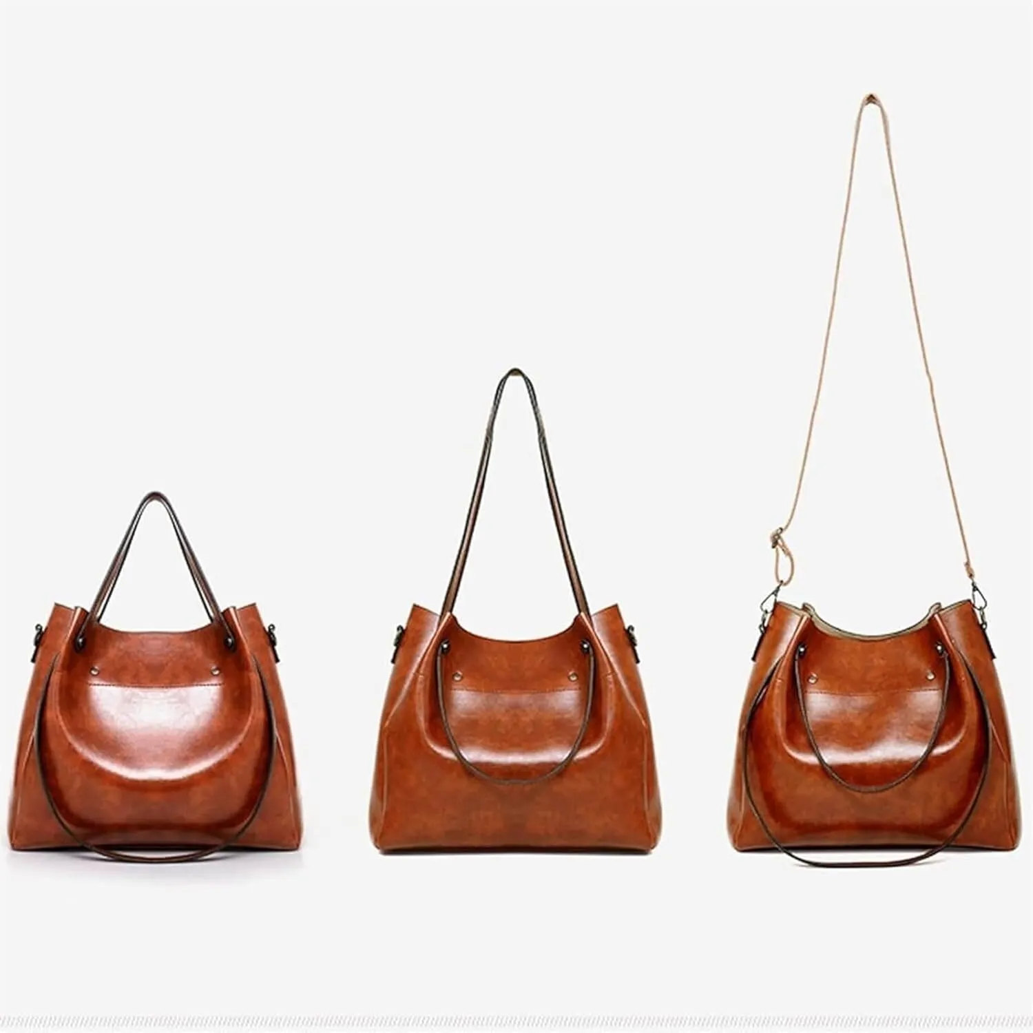 4 Piece Set Retro Leather Tote Bag For Women Crossbody Shoulder Bag Handbag Purse For Women Totes