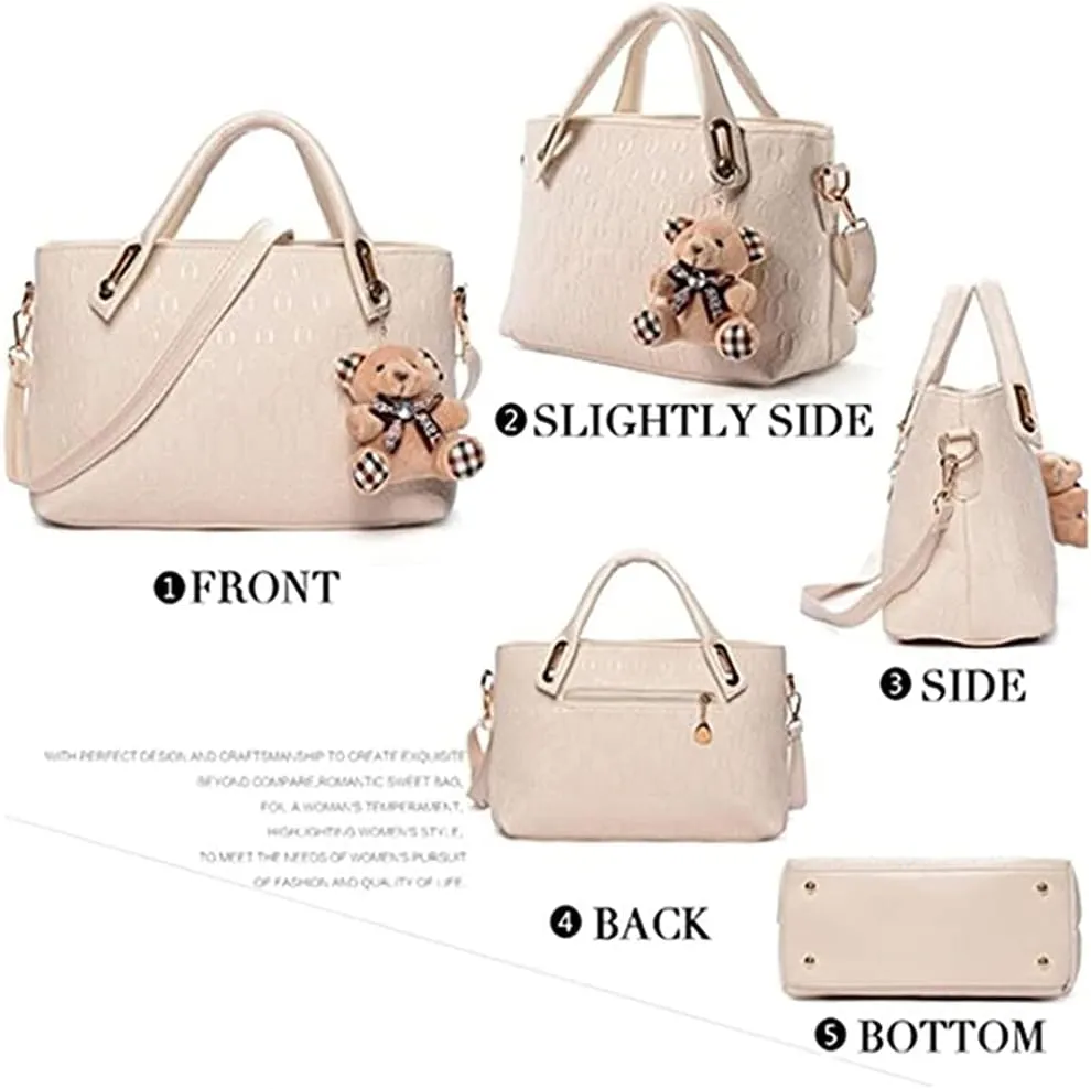4pcs Set Handbags for Women Fashion Top Handle Shoulder Bag Hobo Shopper Satchels Card Holder Tote Purses