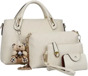 4pcs Set Handbags for Women Fashion Top Handle Shoulder Bag Hobo Shopper Satchels Card Holder Tote Purses