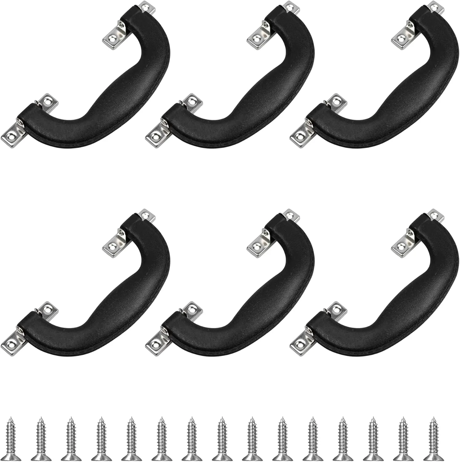 6Pcs 150mm Long Black Plastic Luggage Trunk Side Carrying Handles, Suitcase Replacement Pull Handles with Mounting Screws