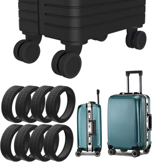 8Pcs Luggage Wheel Covers Suitcase Wheels Covers, Silicone Mute and Shock Absorption Suitcase Wheels Protector for Luggage (Black)