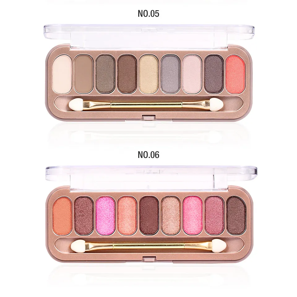 9 Colors Palette Eyeshadow With Brush Matte Makeup Long Lasting Shimmer