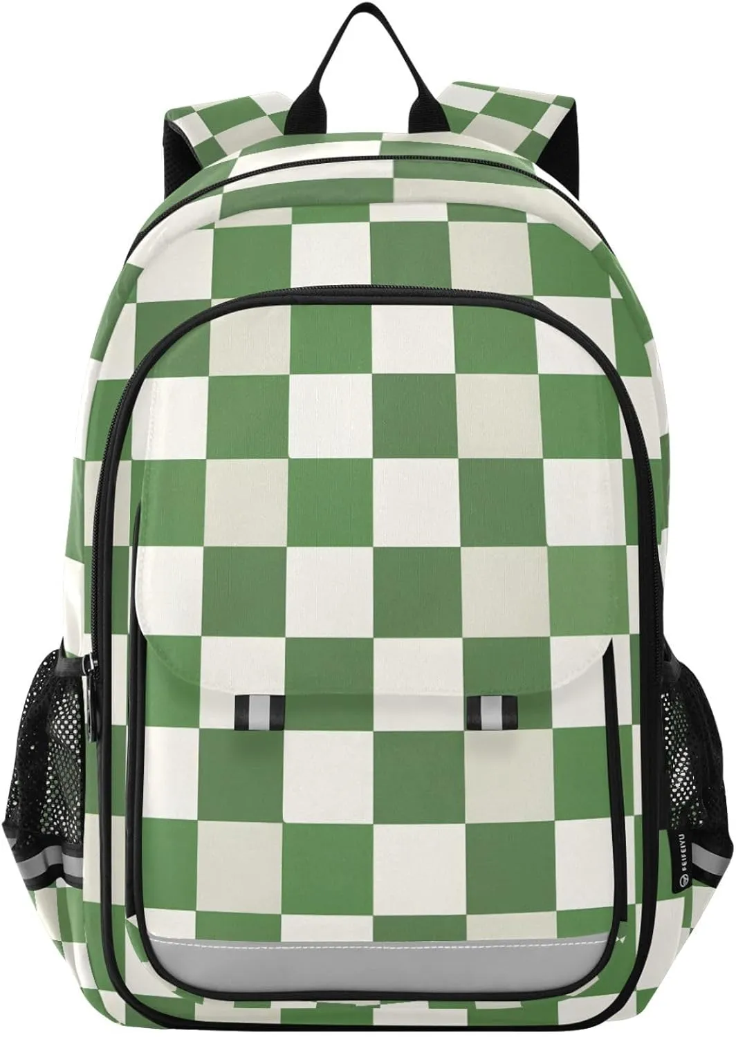 ALAZA Green White Checkered Buffalo Plaid Laptop Backpack Purse for Women Men School Bag 17 Inch Bookbag Student Boys Girls Travel Casual Daypack