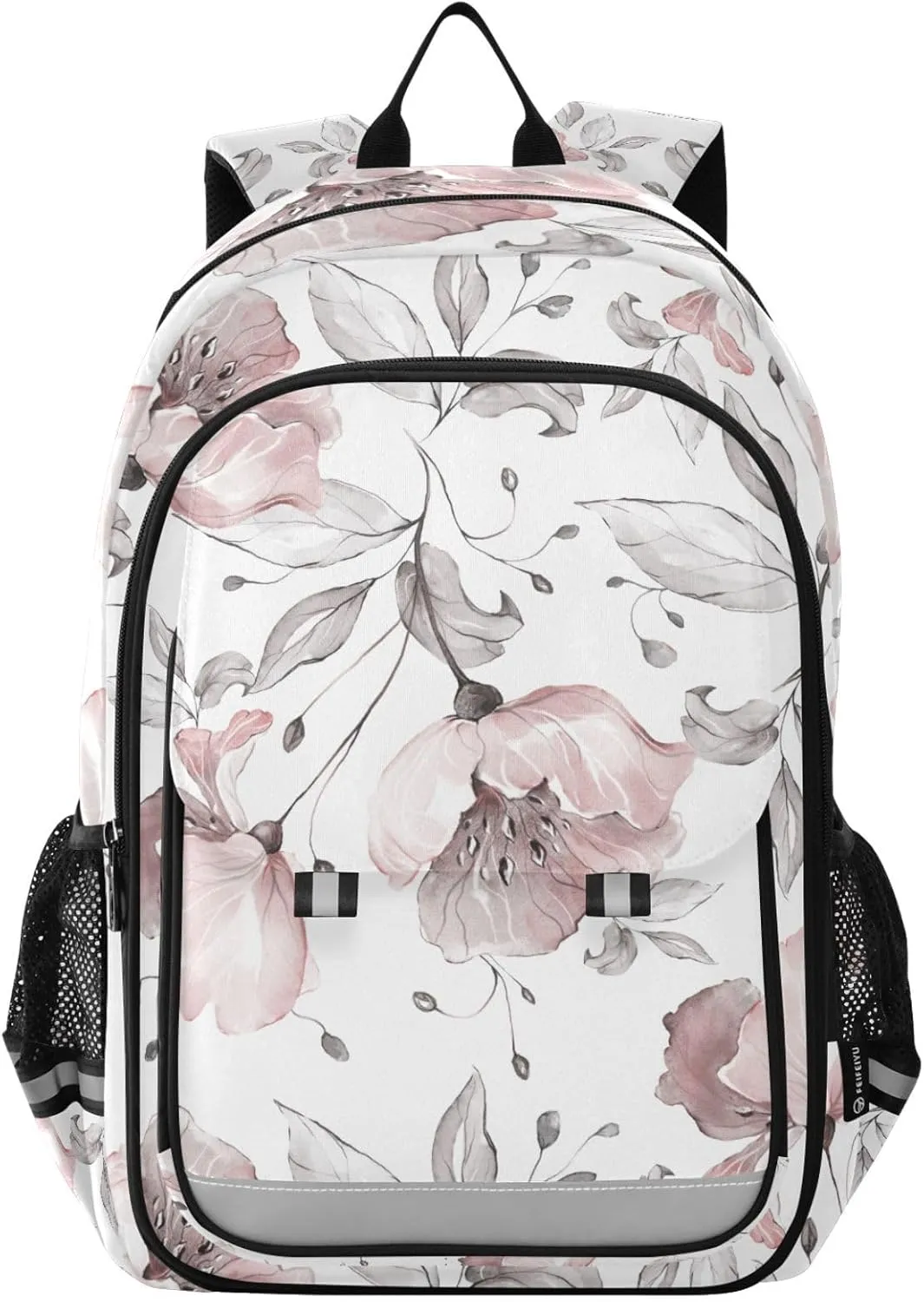 ALAZA Pink Rose Flower Gray Leaves Laptop Backpack Purse for Women Men School Bag 17 Inch Bookbag Student Boys Girls Travel Casual Daypack