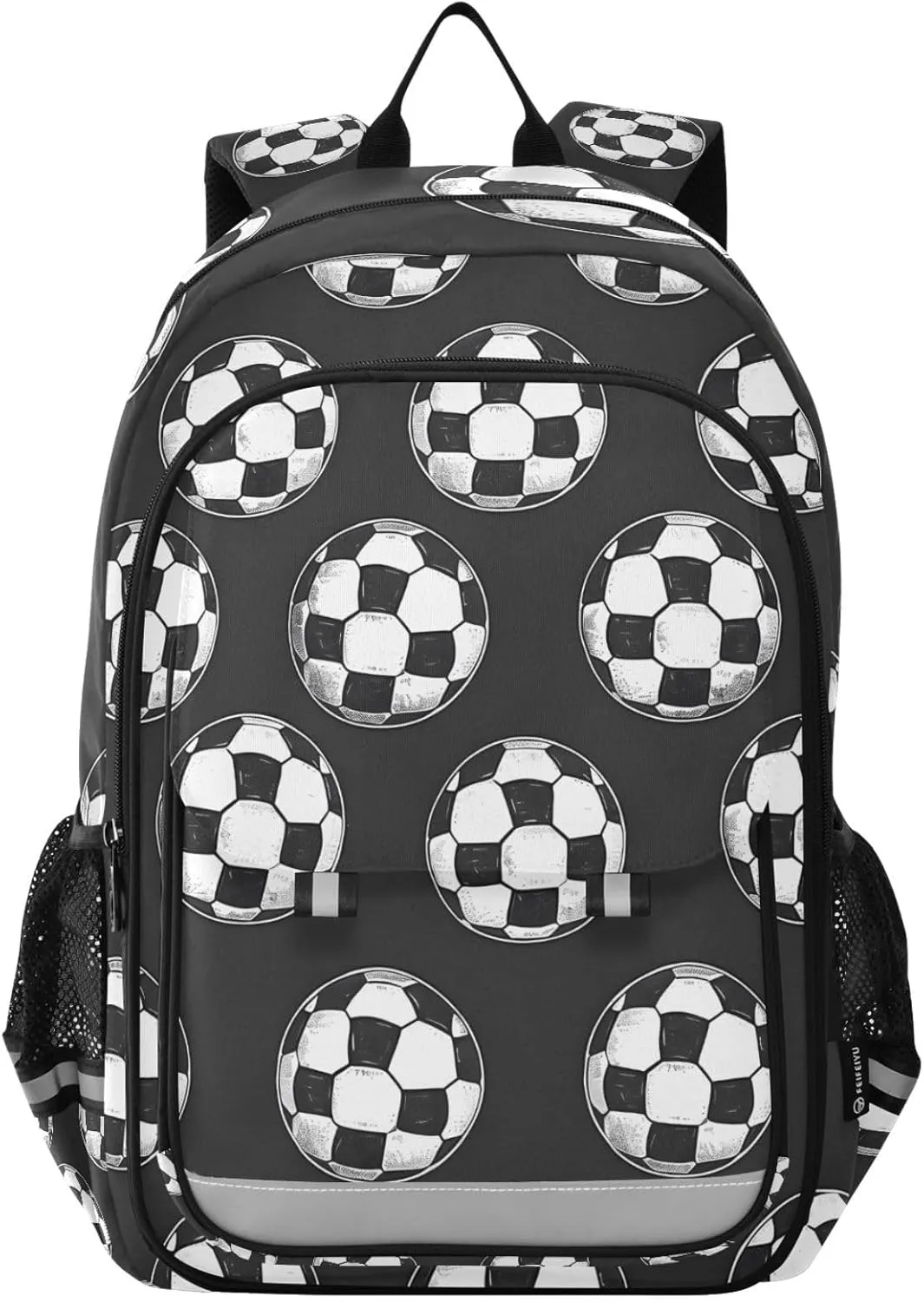 ALAZA White Soccer Balls Black Laptop Backpack Purse for Women Men School Bag 17 Inch Bookbag Student Boys Girls Travel Casual Daypack