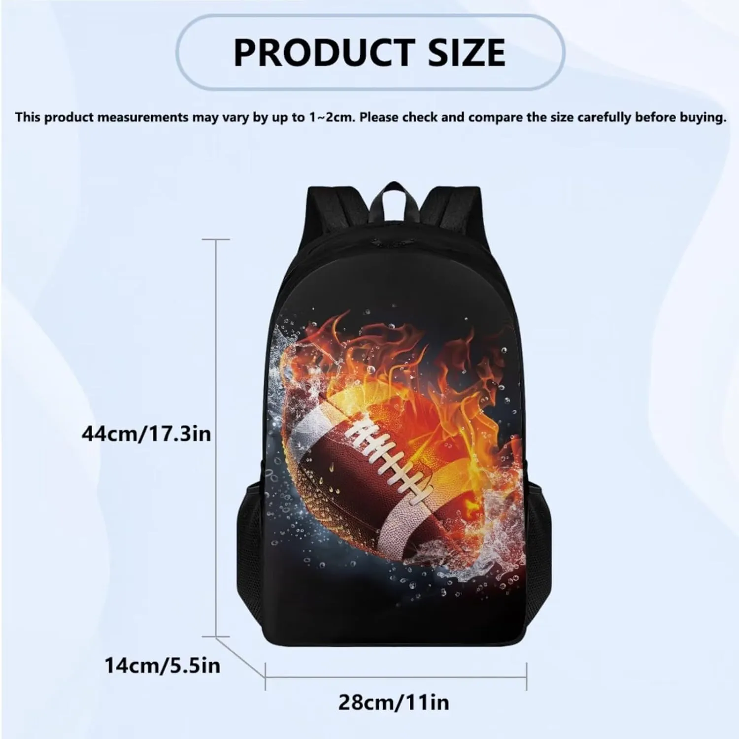 American Football School Backpack for Boys 12-14 3 Piece Bookbag Set with Lunch Box Pencil Case Teens Kids School Bag Large Capacity for Primary Elementary Middle High School