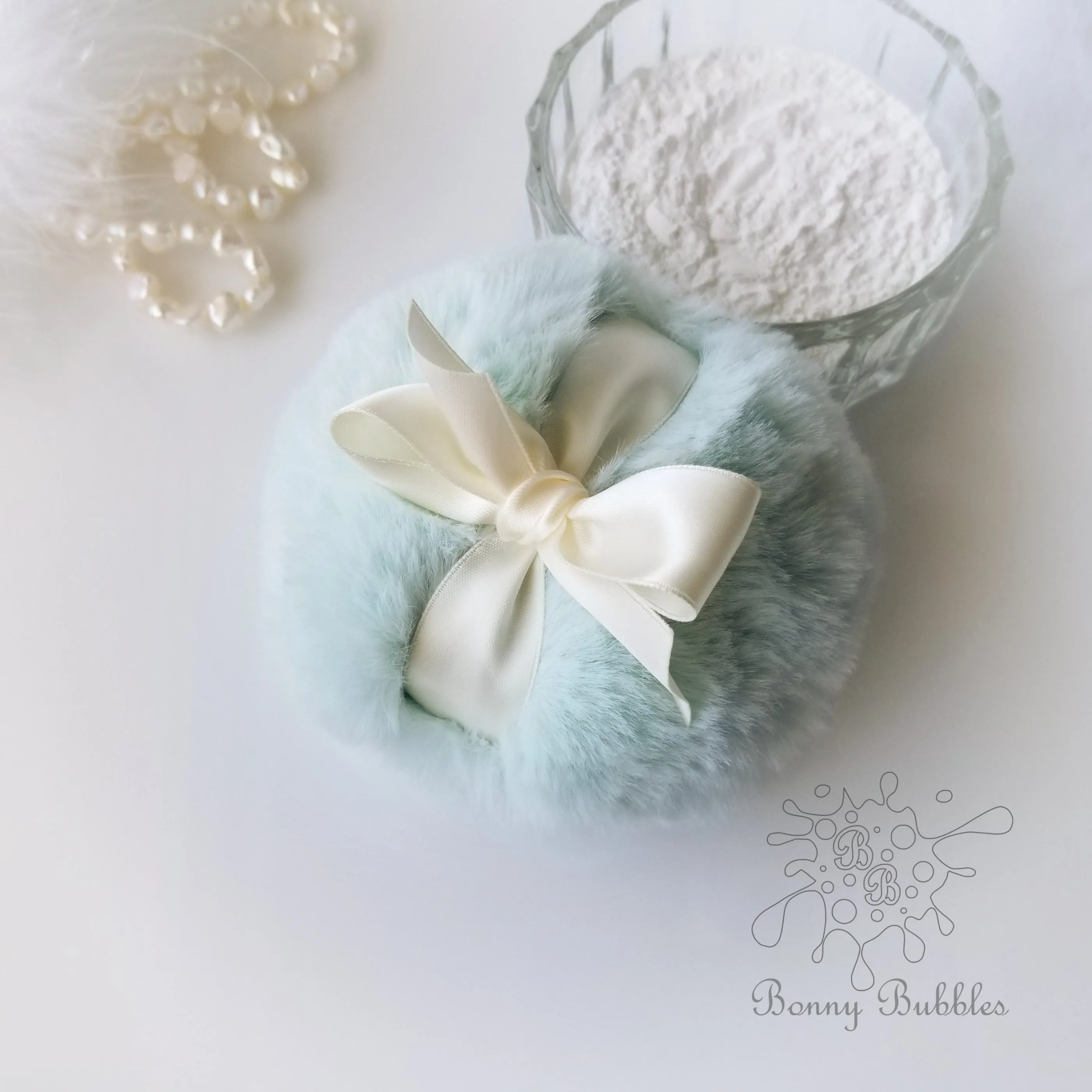 Aqua and Cream - Body Powder Puff, 4 inch