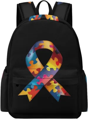 Autism Awareness Ribbon Mini Backpack Cute Shoulder Bag Small Laptop Bag Travel Daypack for Men Women