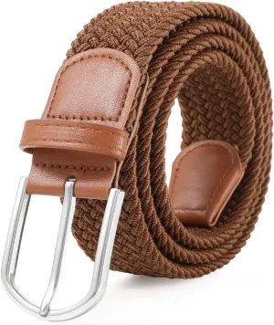 AWAYTR Elastic Braided Belt for Women - 2pcs Unisex Stretch Woven Fabric Belt for Jeans