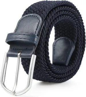 AWAYTR Elastic Braided Belt for Women - 2pcs Unisex Stretch Woven Fabric Belt for Jeans