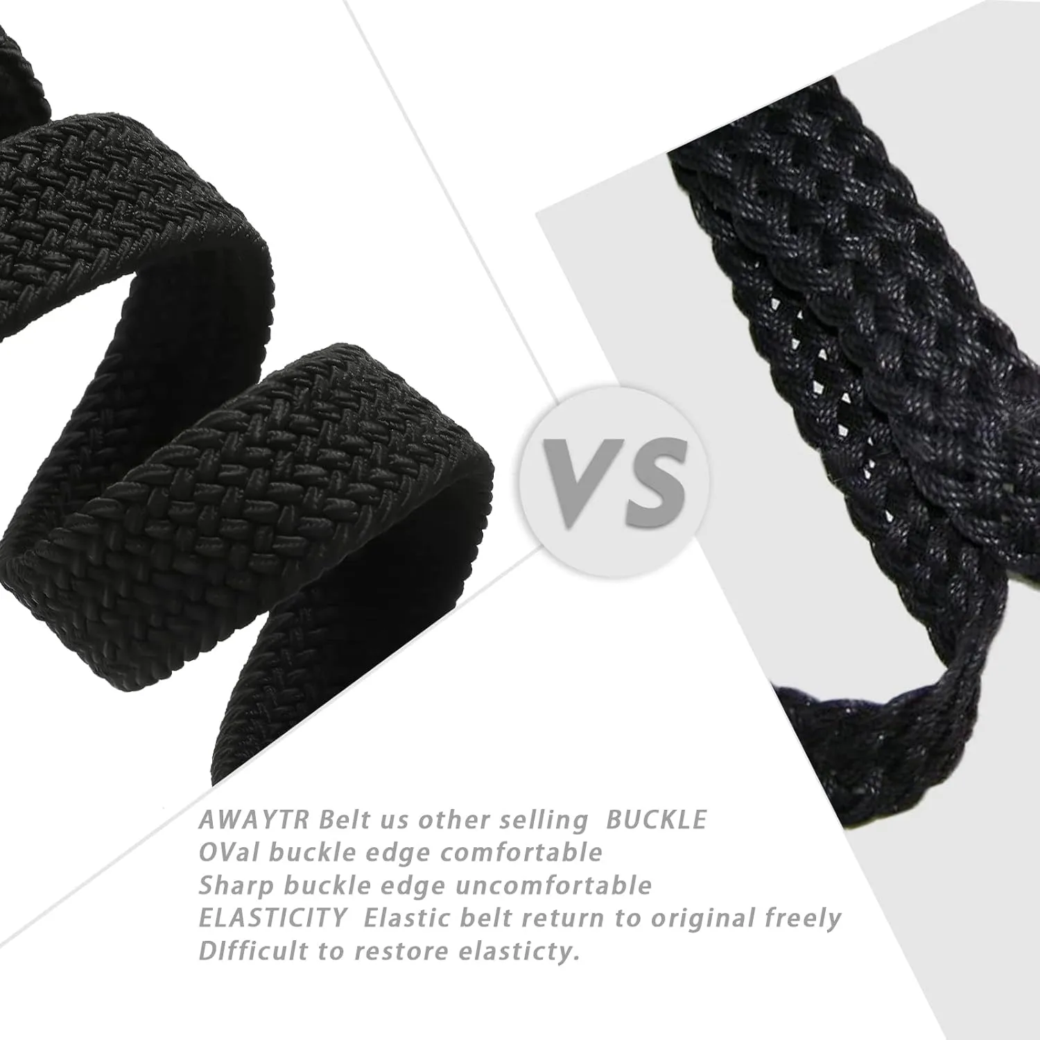 AWAYTR Elastic Braided Belt for Women - 2pcs Unisex Stretch Woven Fabric Belt for Jeans