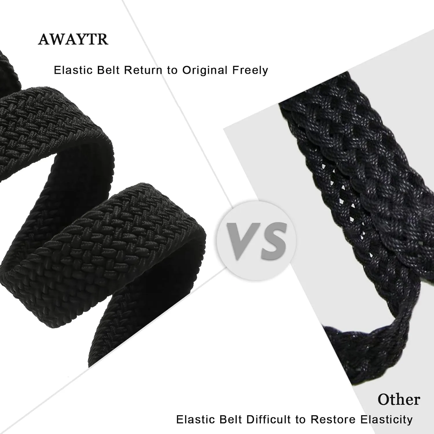 AWAYTR Elastic Braided Belt for Women - 2pcs Unisex Stretch Woven Fabric Belt for Jeans
