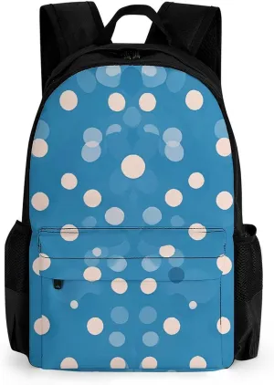 Backpack for Women Men Blue Polka Dot Pattern Laptop Backpack Casual Bookbag for Travel Business Simple Daypack