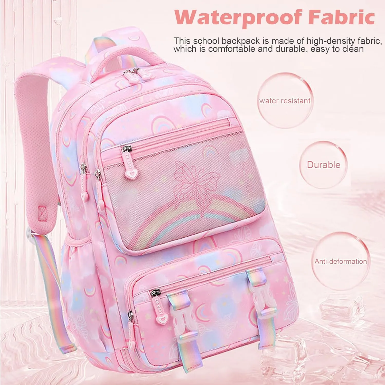 Backpacks for Girls Backpack for School Cute Kawaii Backpack Kids Book Bag School Bag for Elementary Primary Students, Pink