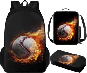 Baseball Kids Backpack Boys Toddler Personalized School Bag Teens Backpacks Ages 8-10 Lightweight Bookbag for Daycare Kindergarten Elementary 3 in 1 School Bag Set