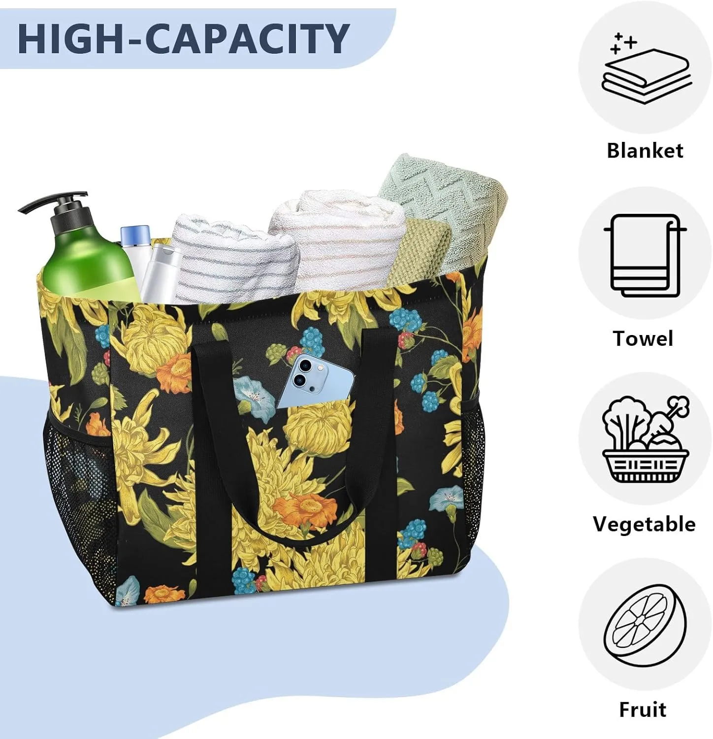 Beach Bag Pool Bag Large Reusable Shopping Bags with Handles