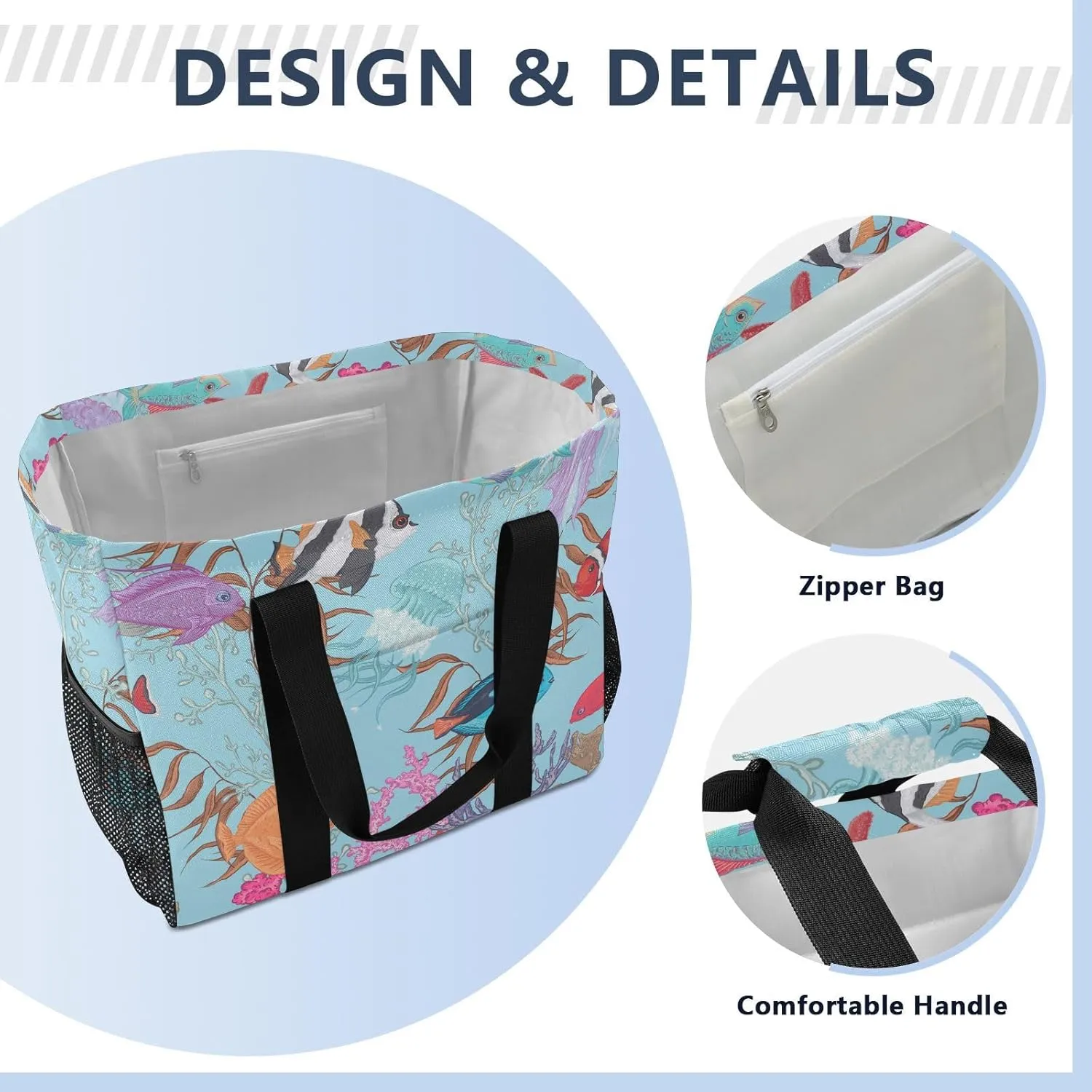Beach Bag Pool Bag Large Reusable Shopping Bags with Handles
