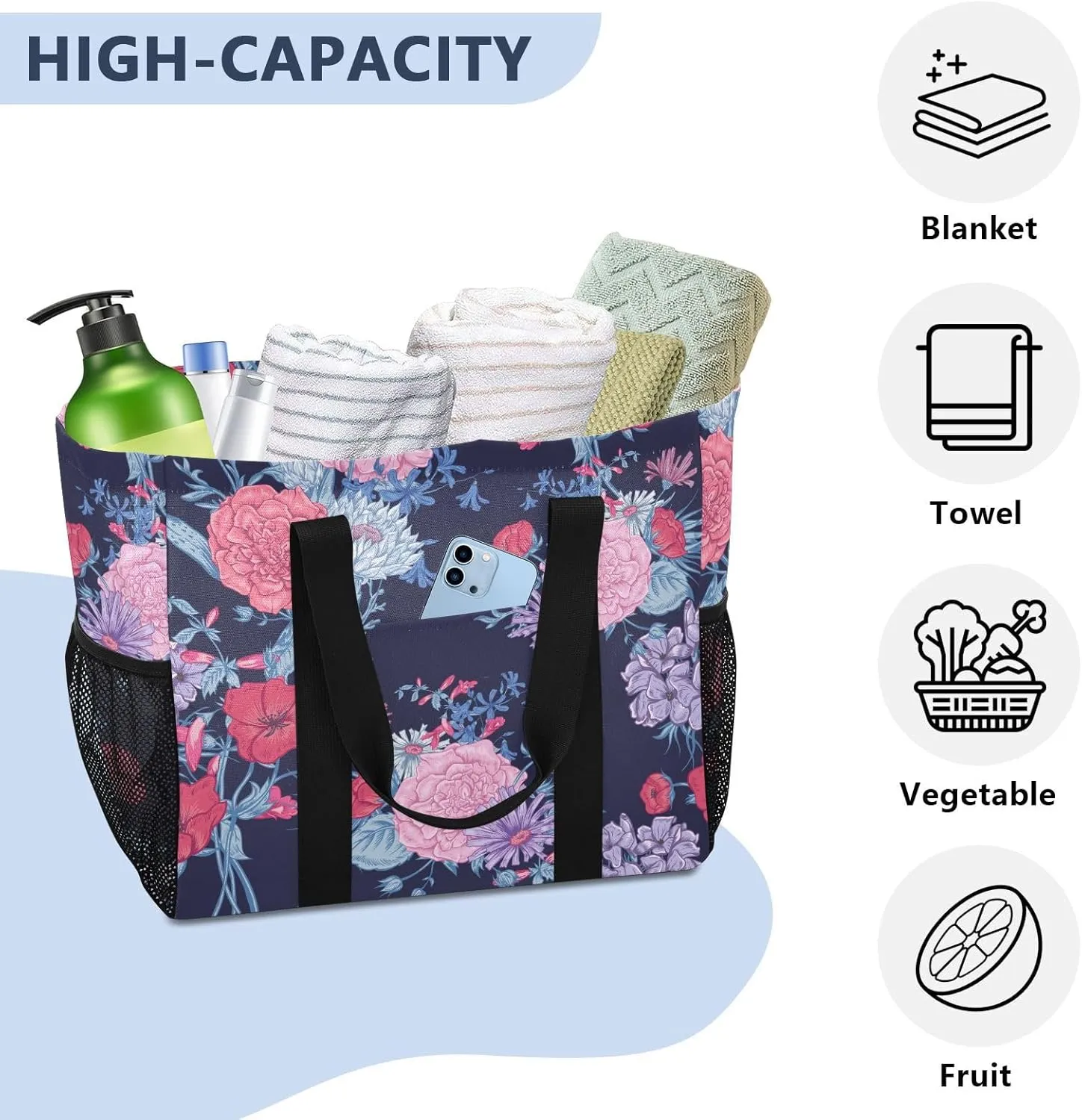 Beach Bag Pool Bag Large Reusable Shopping Bags with Handles