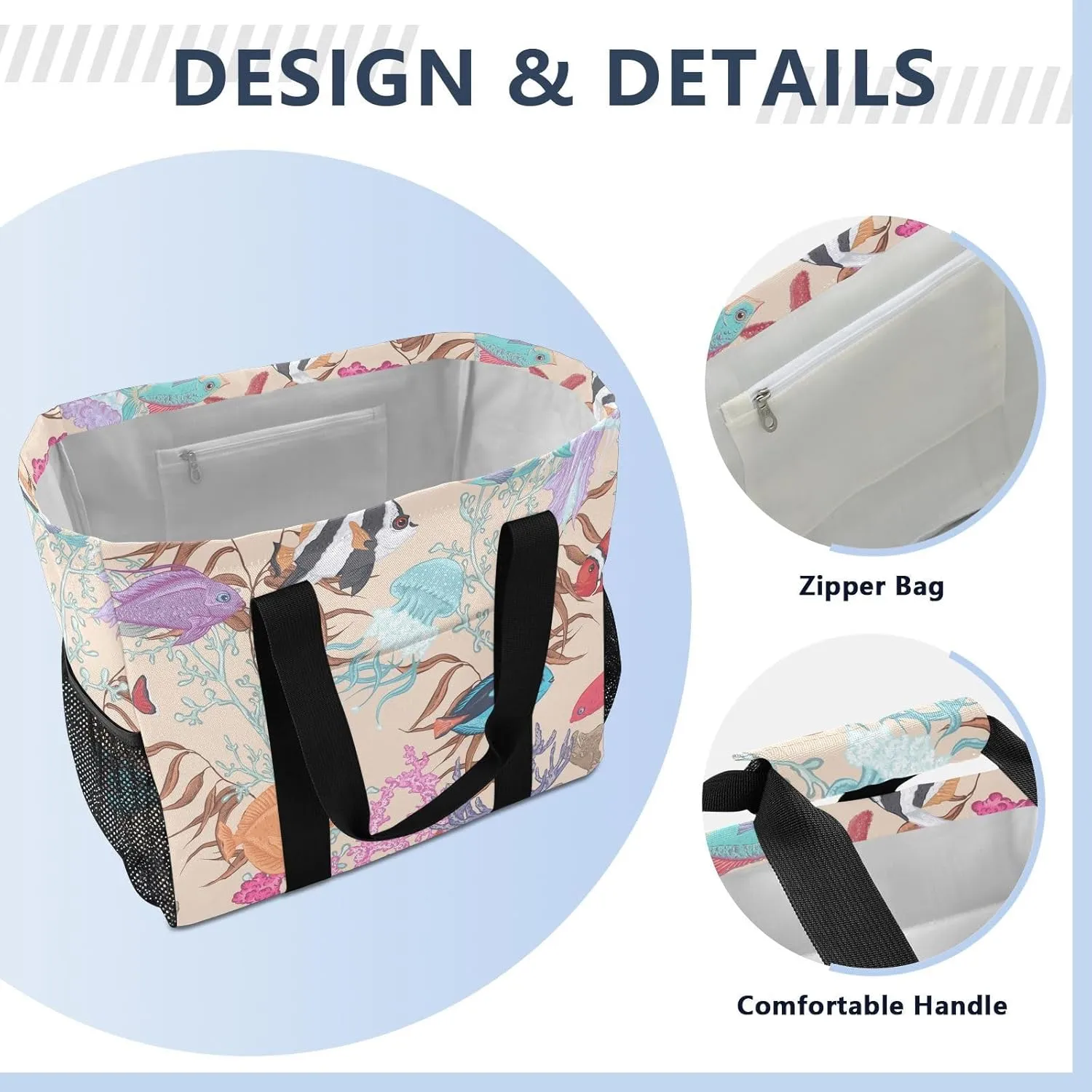 Beach Bag Pool Bag Large Reusable Shopping Bags with Handles