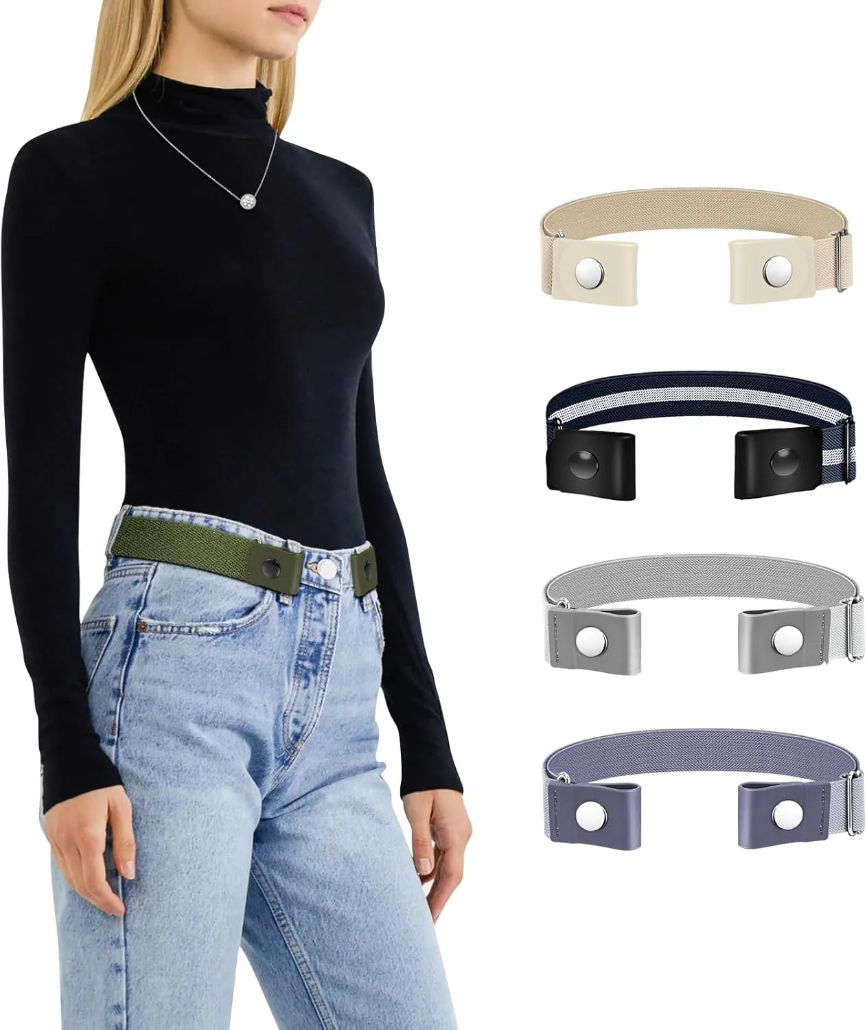 Belts for Women/Men Buckle Free Elastic Belt Invisible No Buckle Stretch Waist Belt For Jean Pants,Dresses,No Bulge