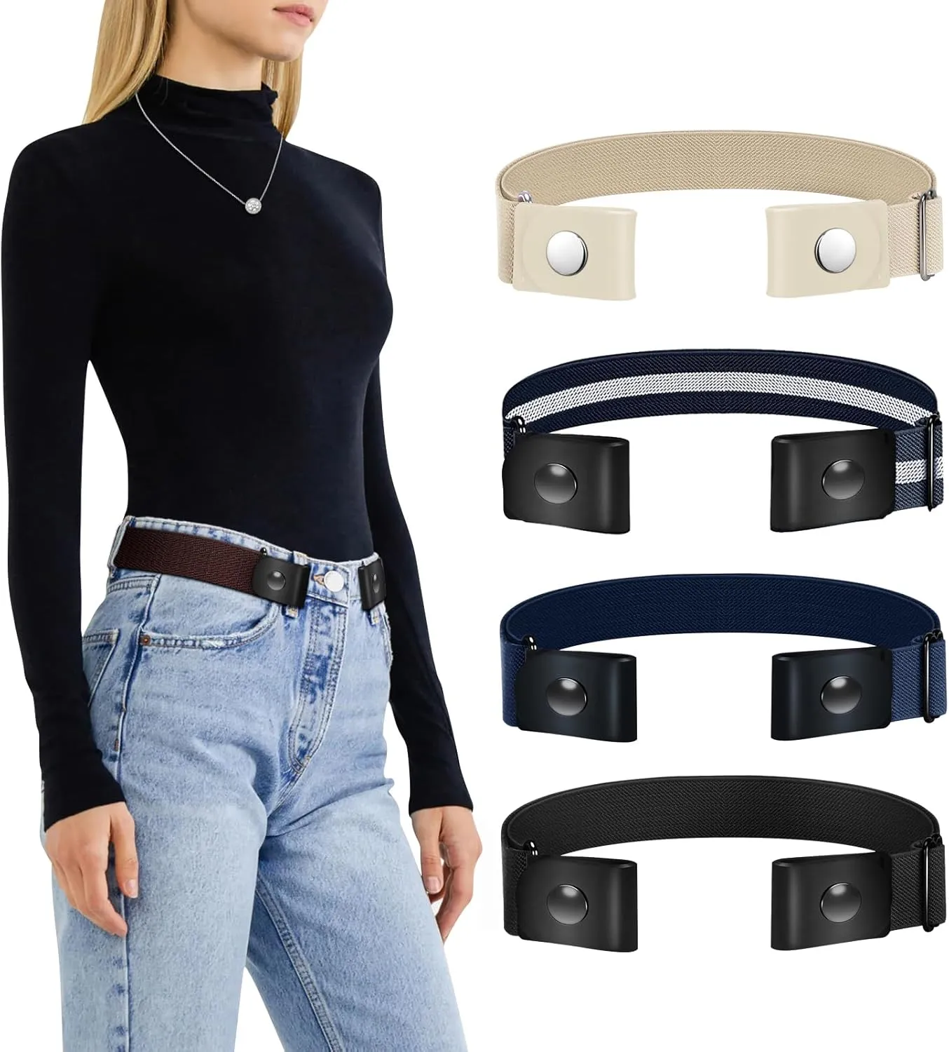 Belts for Women/Men Buckle Free Elastic Belt Invisible No Buckle Stretch Waist Belt For Jean Pants,Dresses,No Bulge