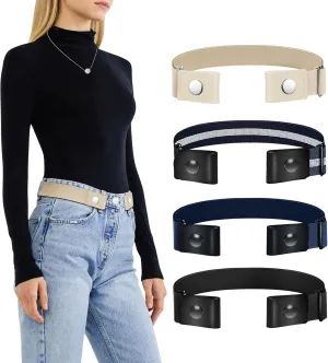 Belts for Women/Men Buckle Free Elastic Belt Invisible No Buckle Stretch Waist Belt For Jean Pants,Dresses,No Bulge