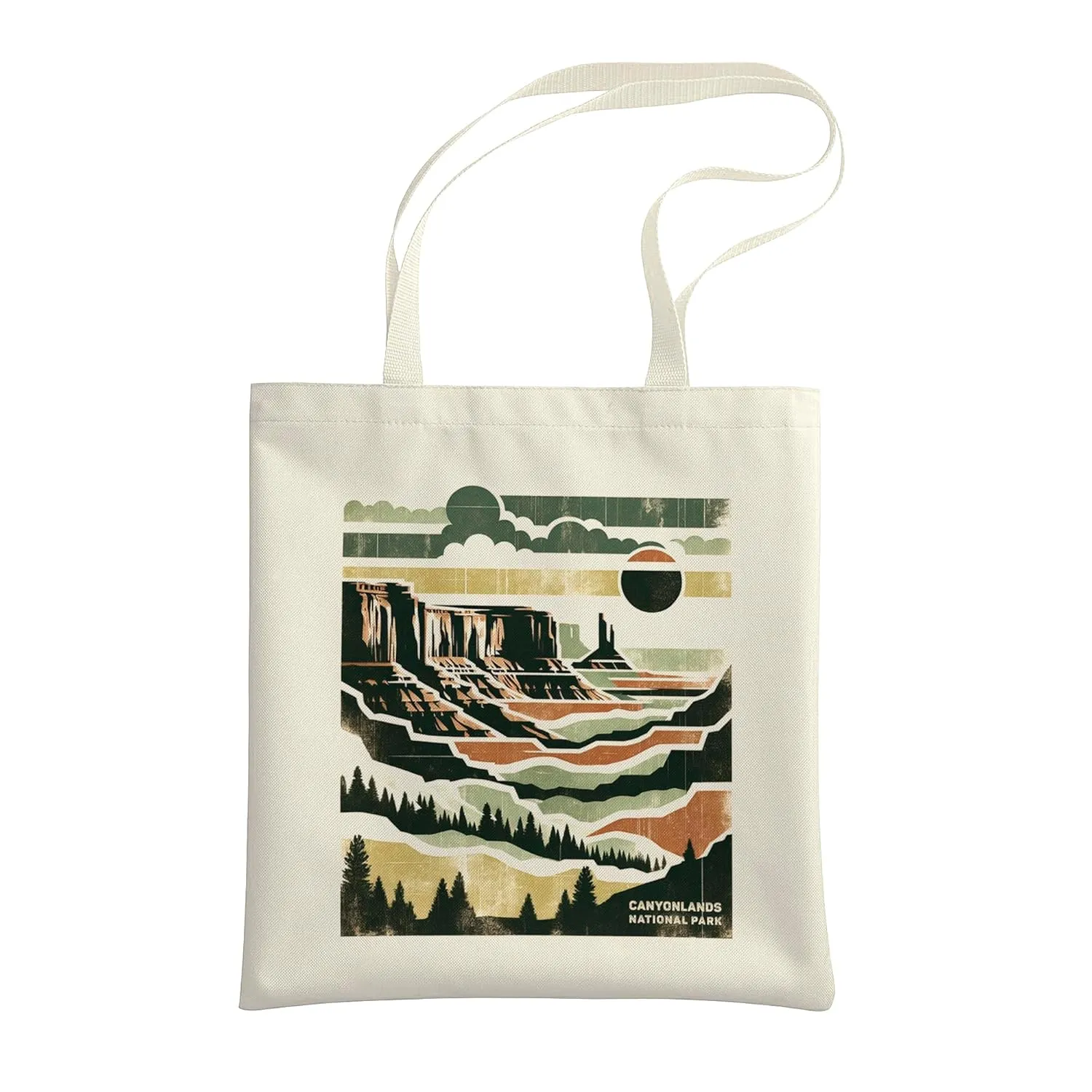 Black Lantern Canvas Tote Bag - Recycled Cotton Canvas Tote Bag - Cute Reusable Totes for Women & Men - Canyonlands National Park - Small Cloth Grocery Shopping Bags, Beach Tote