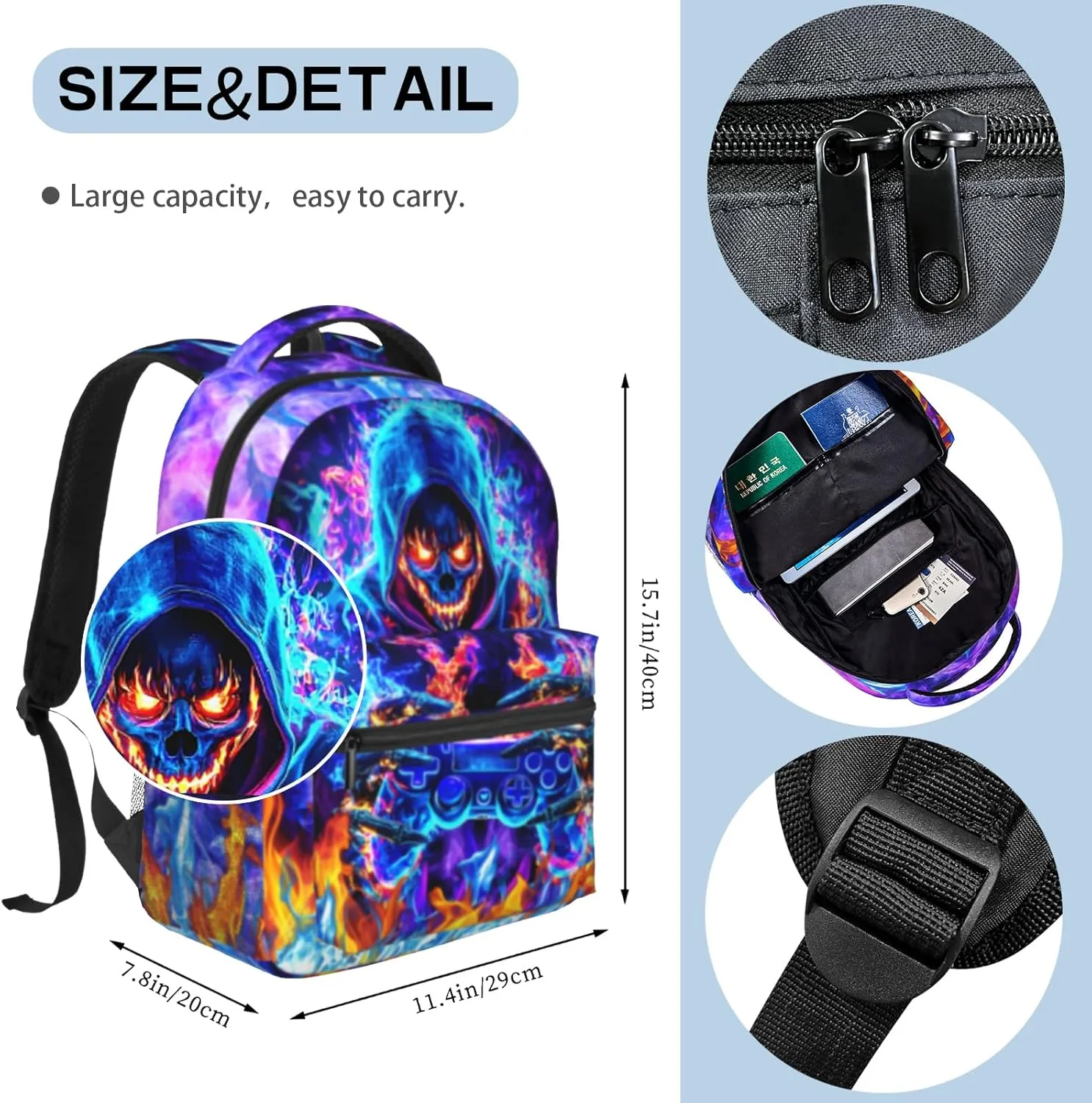 Boys Backpack For Kids School Backpack For Boys Children Game Bookbag Teens Elementary Middle School Backpacks for Boy 6-18 Waterproof Lightweight 17 Inches Travel Back Pack