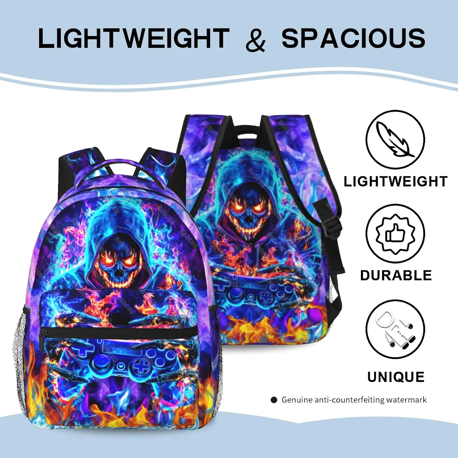 Boys Backpack For Kids School Backpack For Boys Children Game Bookbag Teens Elementary Middle School Backpacks for Boy 6-18 Waterproof Lightweight 17 Inches Travel Back Pack
