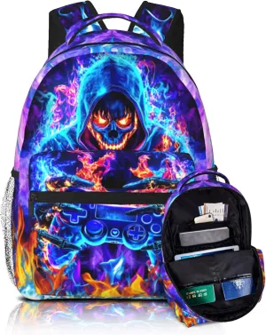 Boys Backpack For Kids School Backpack For Boys Children Game Bookbag Teens Elementary Middle School Backpacks for Boy 6-18 Waterproof Lightweight 17 Inches Travel Back Pack