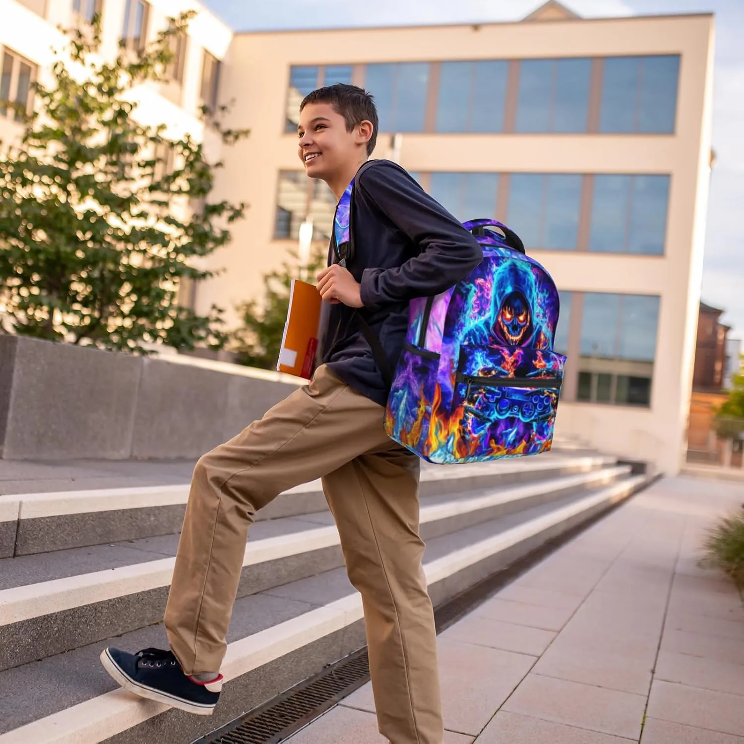 Boys Backpack For Kids School Backpack For Boys Children Game Bookbag Teens Elementary Middle School Backpacks for Boy 6-18 Waterproof Lightweight 17 Inches Travel Back Pack