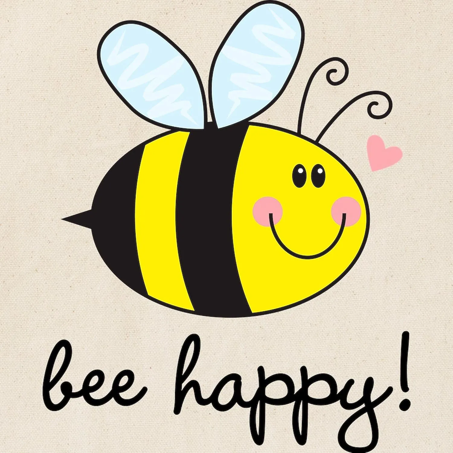 CafePress Bee Happy Tote Bag Natural Canvas Tote Bag, Reusable Shopping Bag