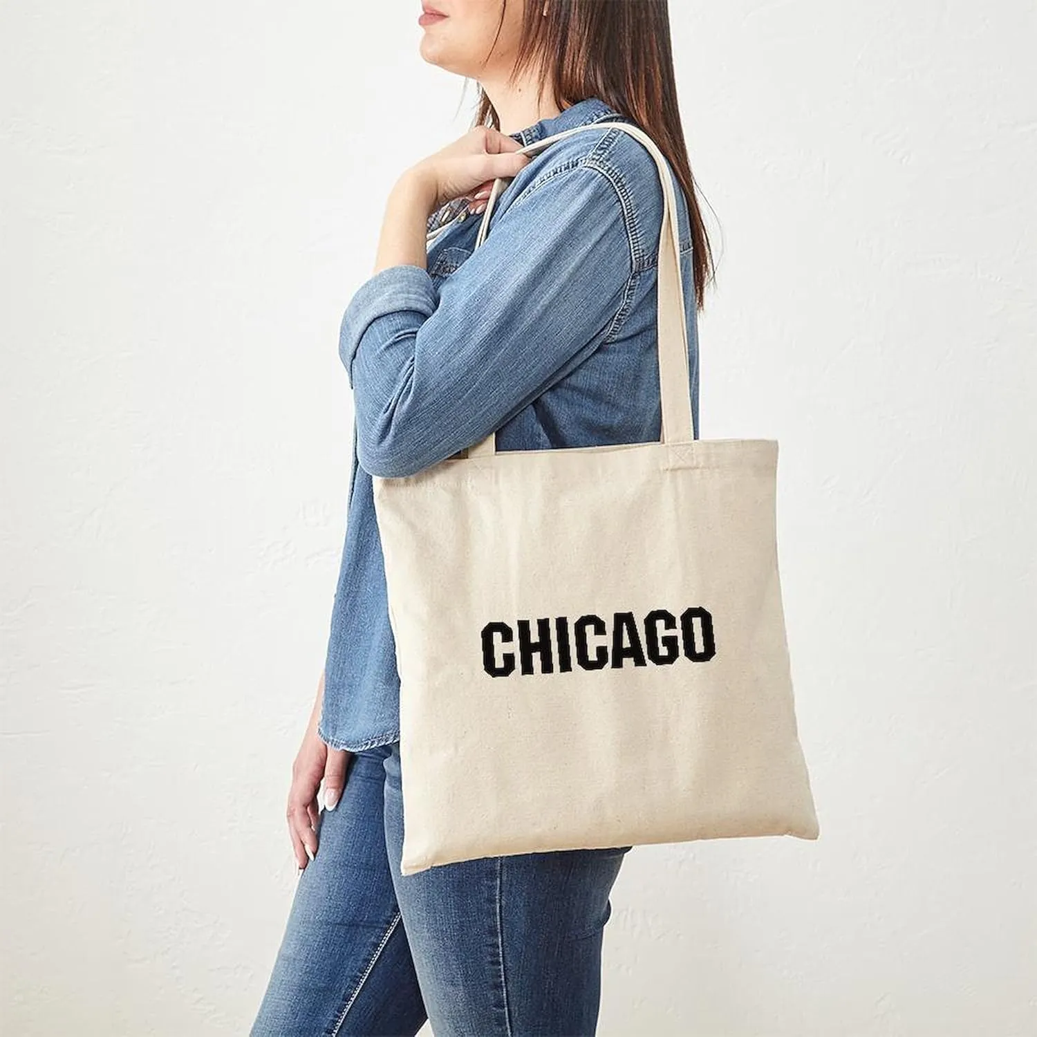 CafePress Chicago, Illinois Tote Bag Natural Canvas Tote Bag, Reusable Shopping Bag