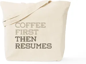 CafePress Coffee Then Resumes Tote Bag Natural Canvas Tote Bag, Reusable Shopping Bag