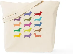CafePress Colorful Dachshunds Tote Bag Natural Canvas Tote Bag, Reusable Shopping Bag